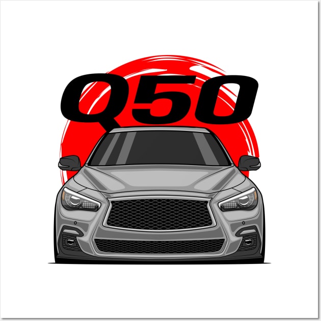 Front Silver Q50 Sedan JDM Wall Art by GoldenTuners